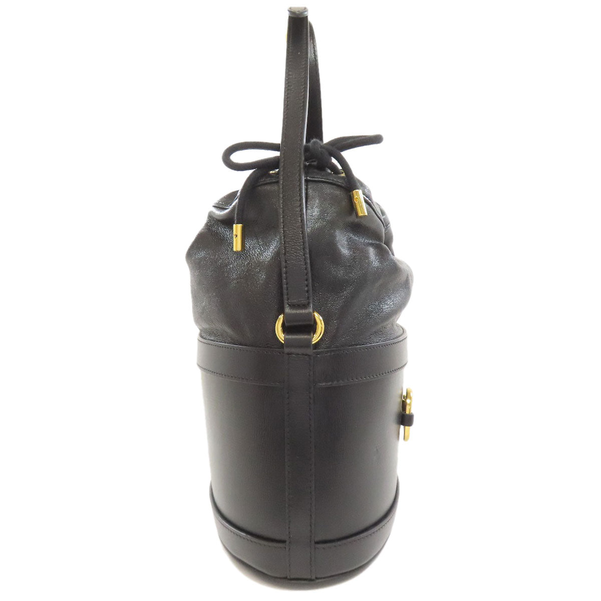 GUCCI Tote Bag 602118 leather black Horsebit Bucket Bag