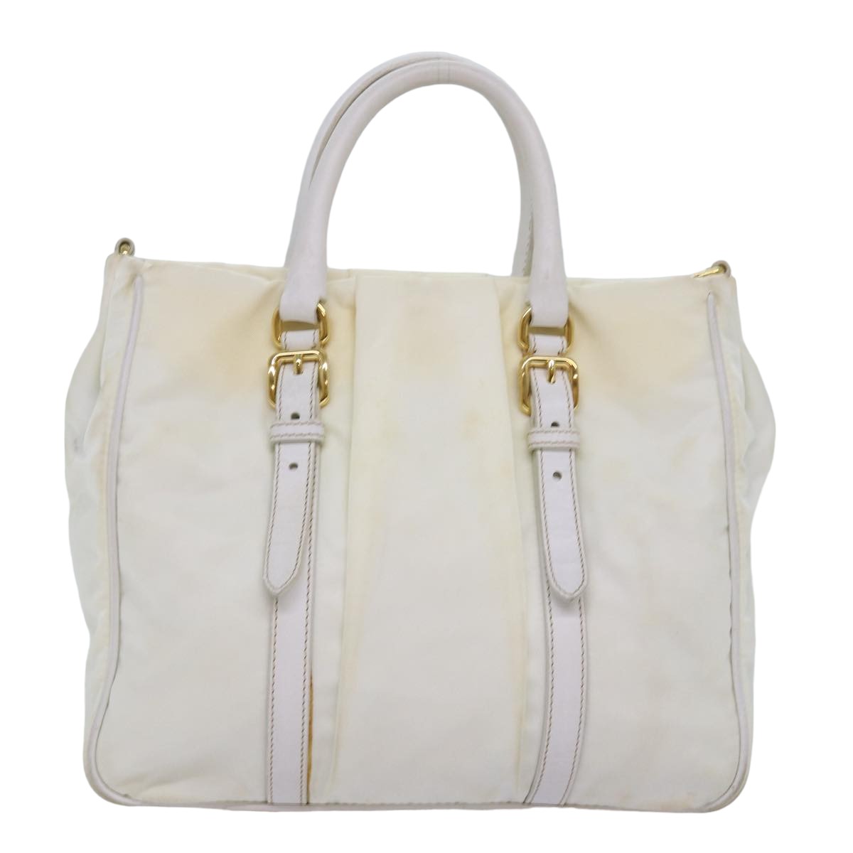 PRADA Hand Bag Nylon White Auth 75995