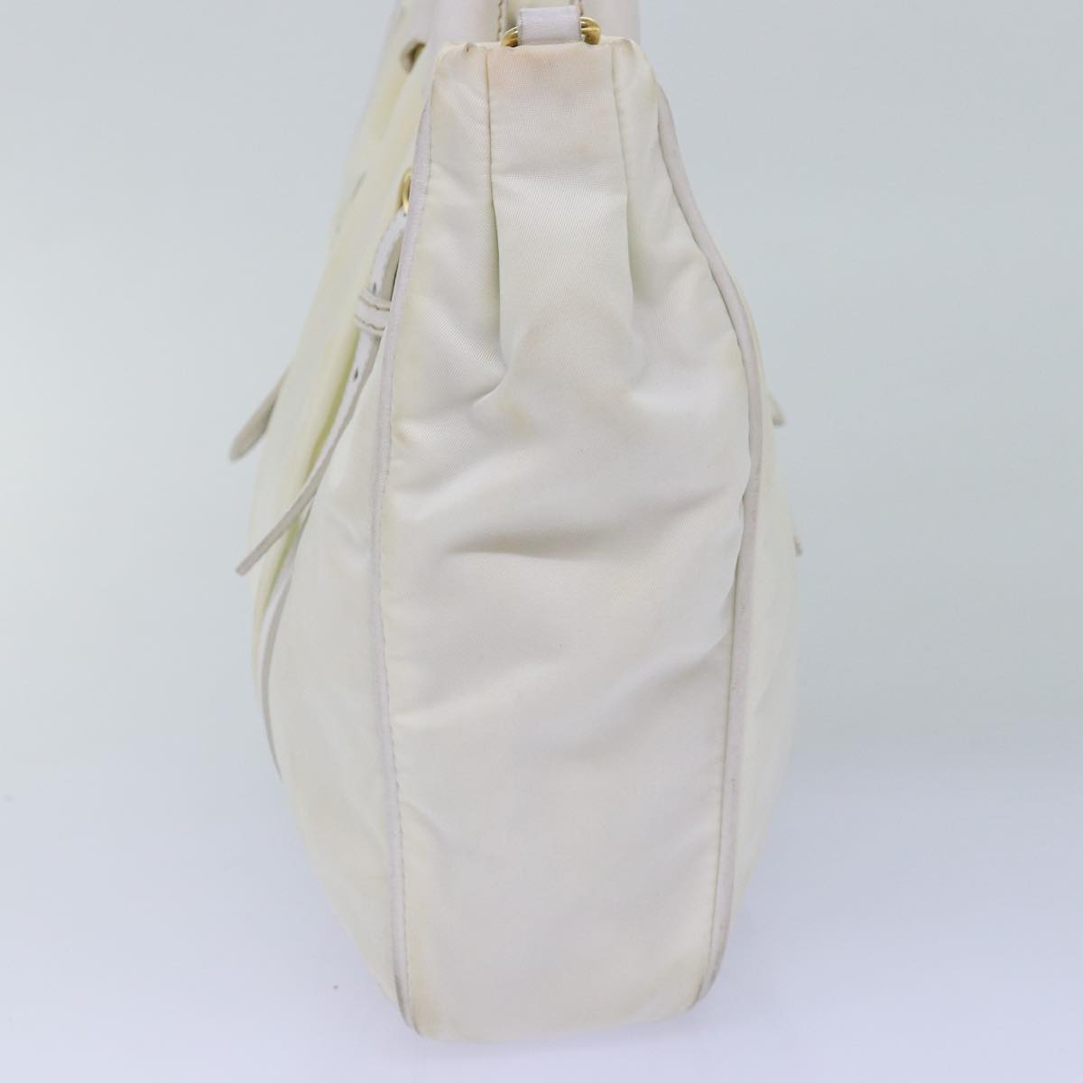 PRADA Hand Bag Nylon White Auth 75995