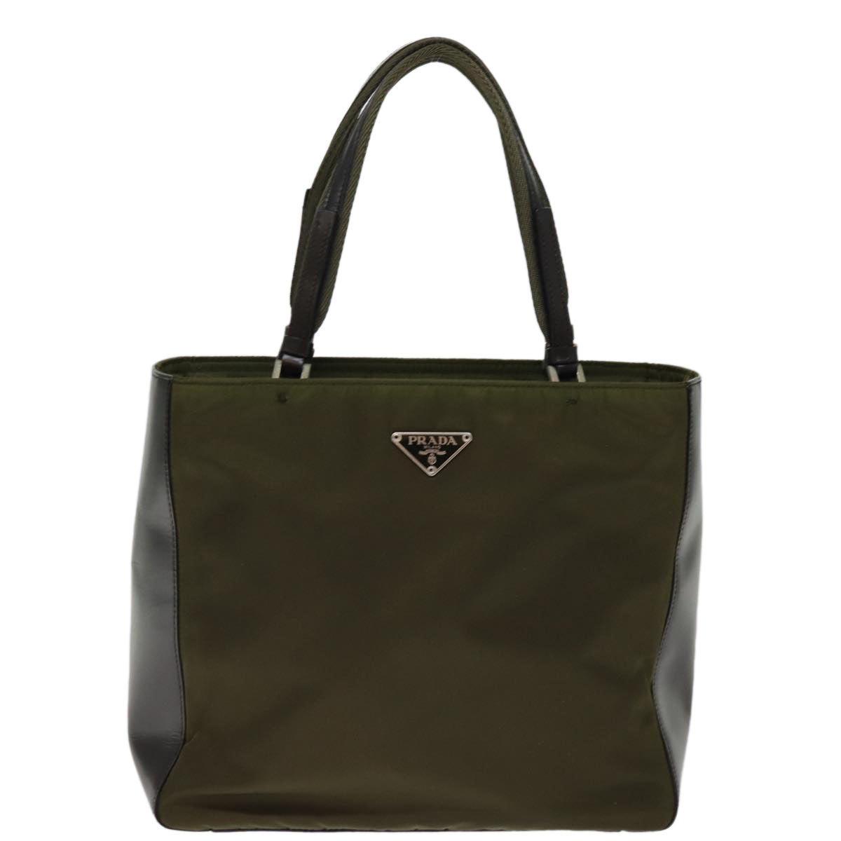 PRADA Hand Bag Nylon Khaki Auth 75996