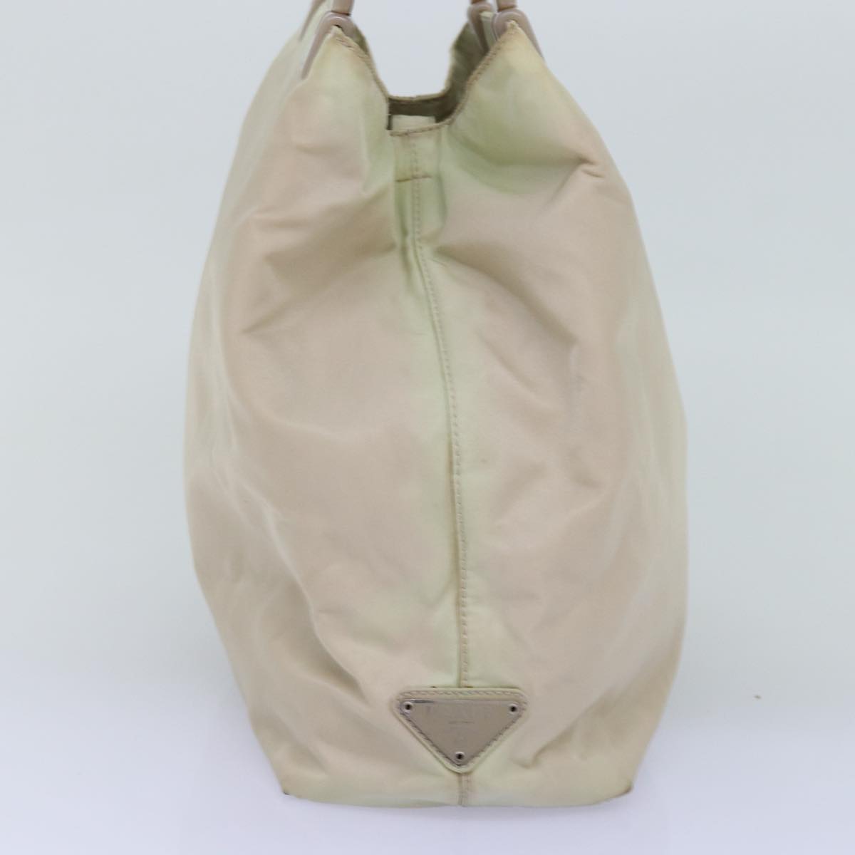 PRADA Tote Bag Nylon Beige Auth 76005