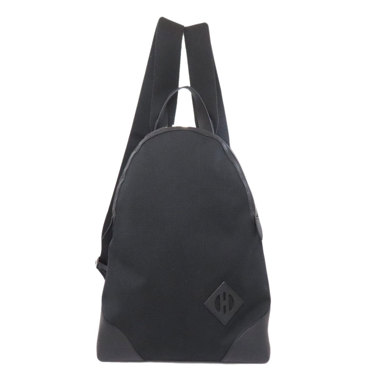 HERMES Backpack canvas black Slicked Back Silver Metal