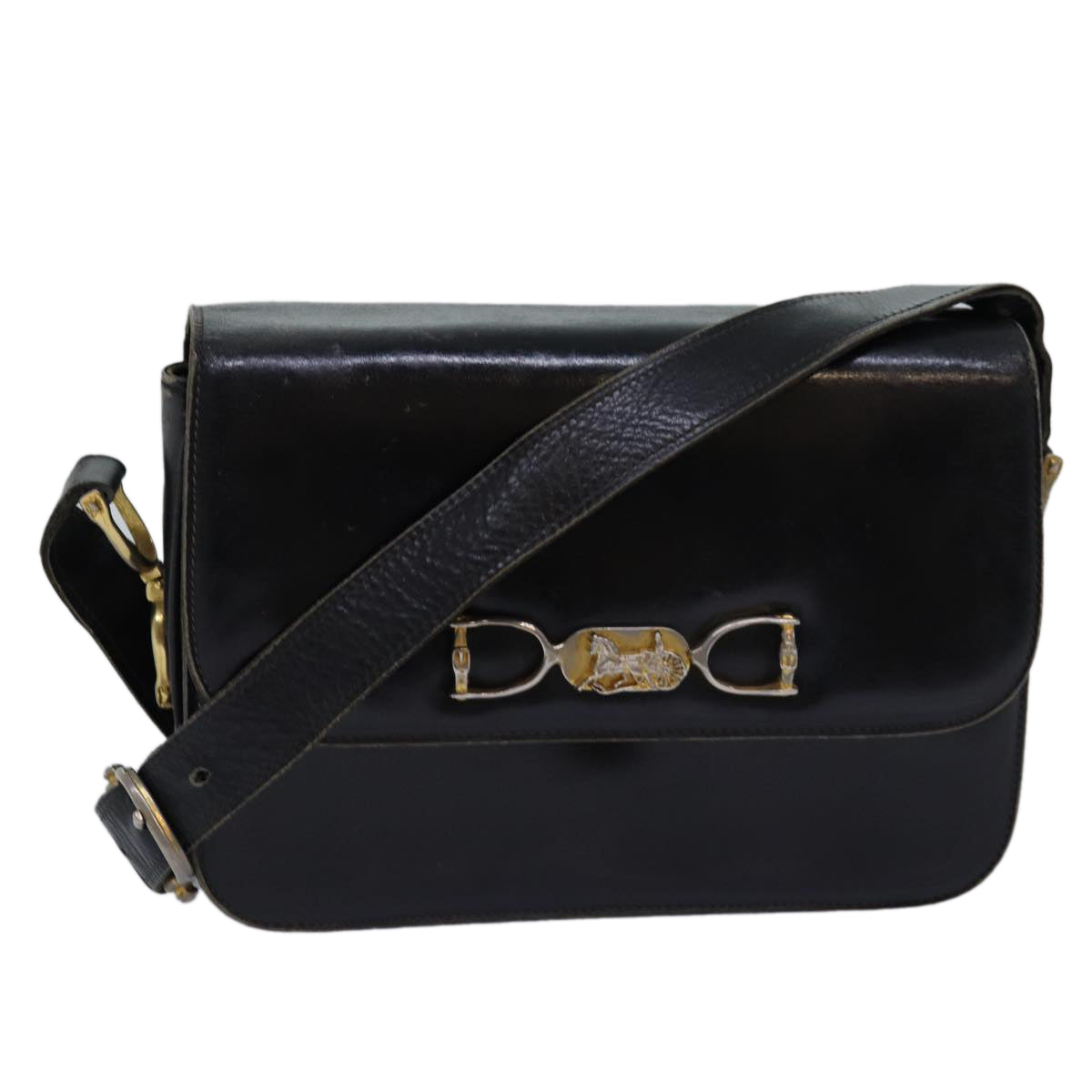 Luxury CELINE Shoulder Bag Leather Black 76080