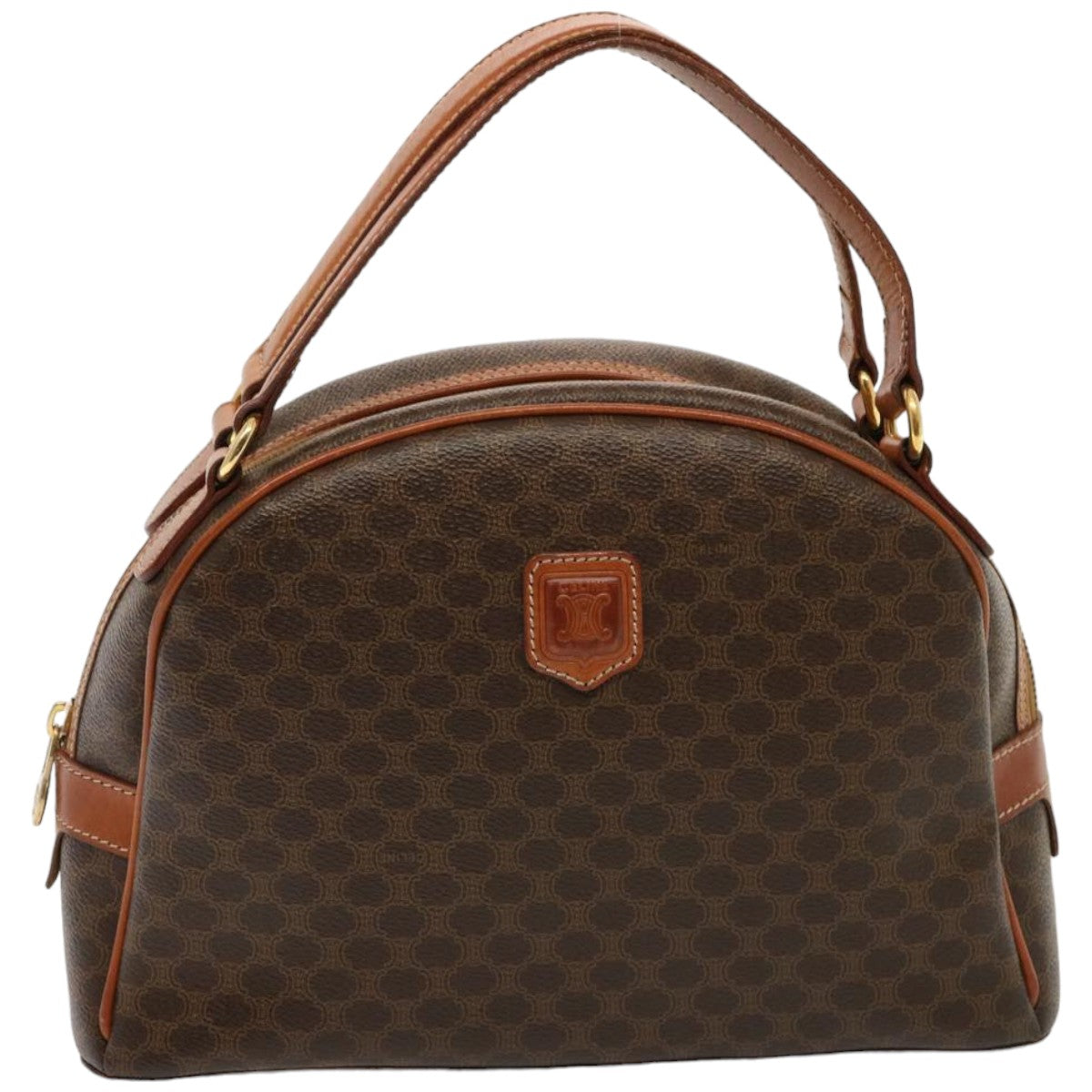 Luxury CELINE Macadam Canvas Hand Bag PVC Brown 76084