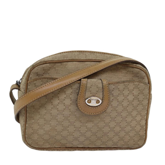 Luxury CELINE Macadam Canvas Shoulder Bag Beige 76085
