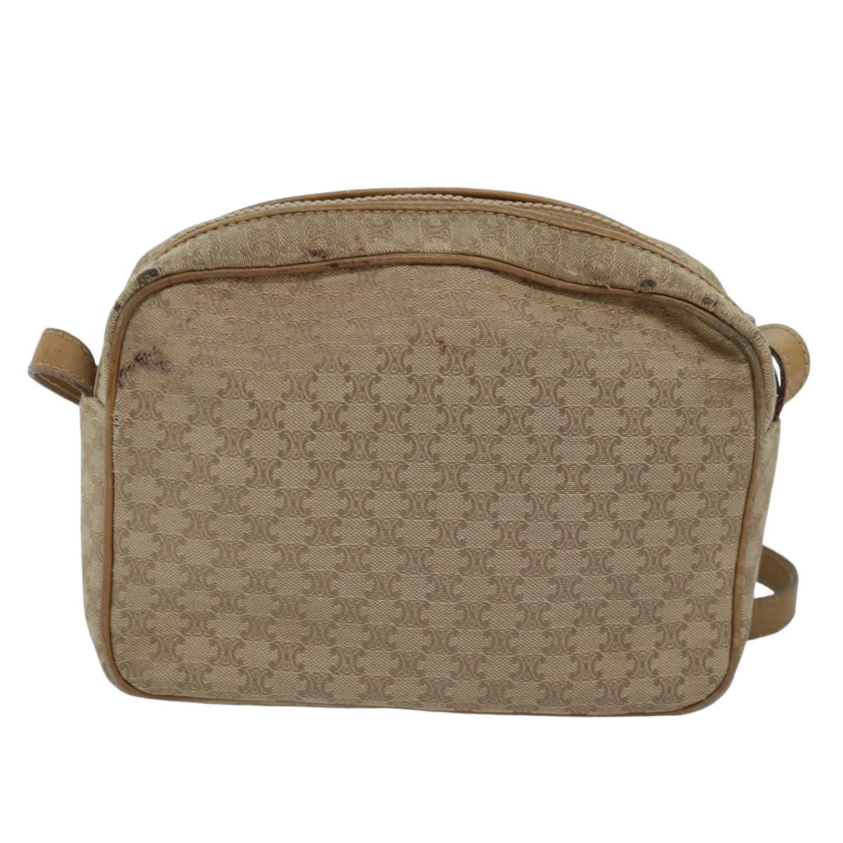 Luxury CELINE Macadam Canvas Shoulder Bag Beige 76085