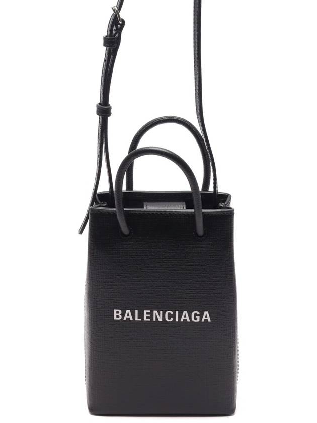 Luxury Balenciaga Trending 2026 Logo Print Phone Holder Small Cross Bag Black