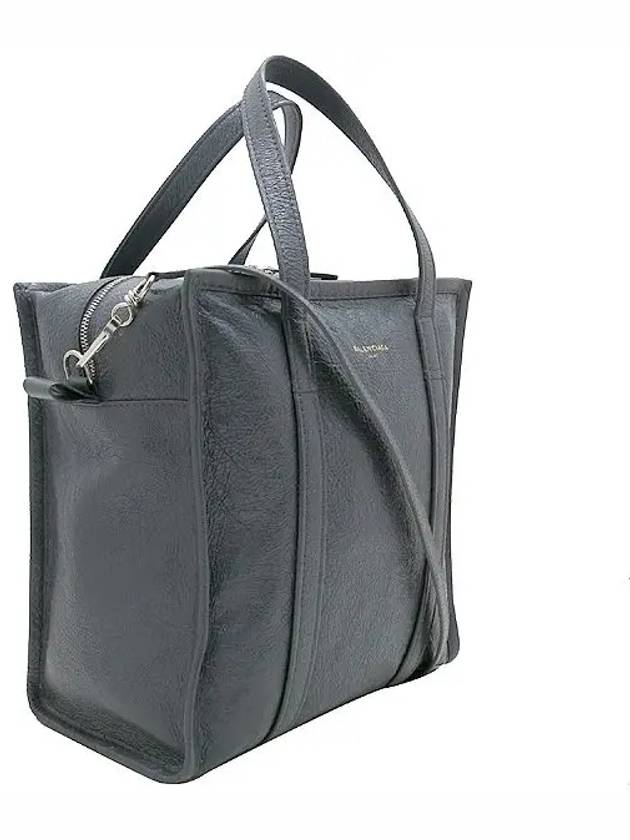 Luxury Balenciaga Trending 2026 513990 Gray color leather small bazaar shopper tote bag shoulder strap