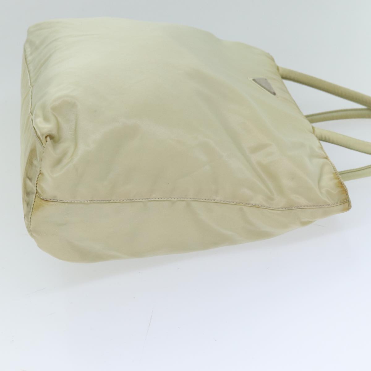 PRADA Tote Bag Nylon Cream Auth 76177