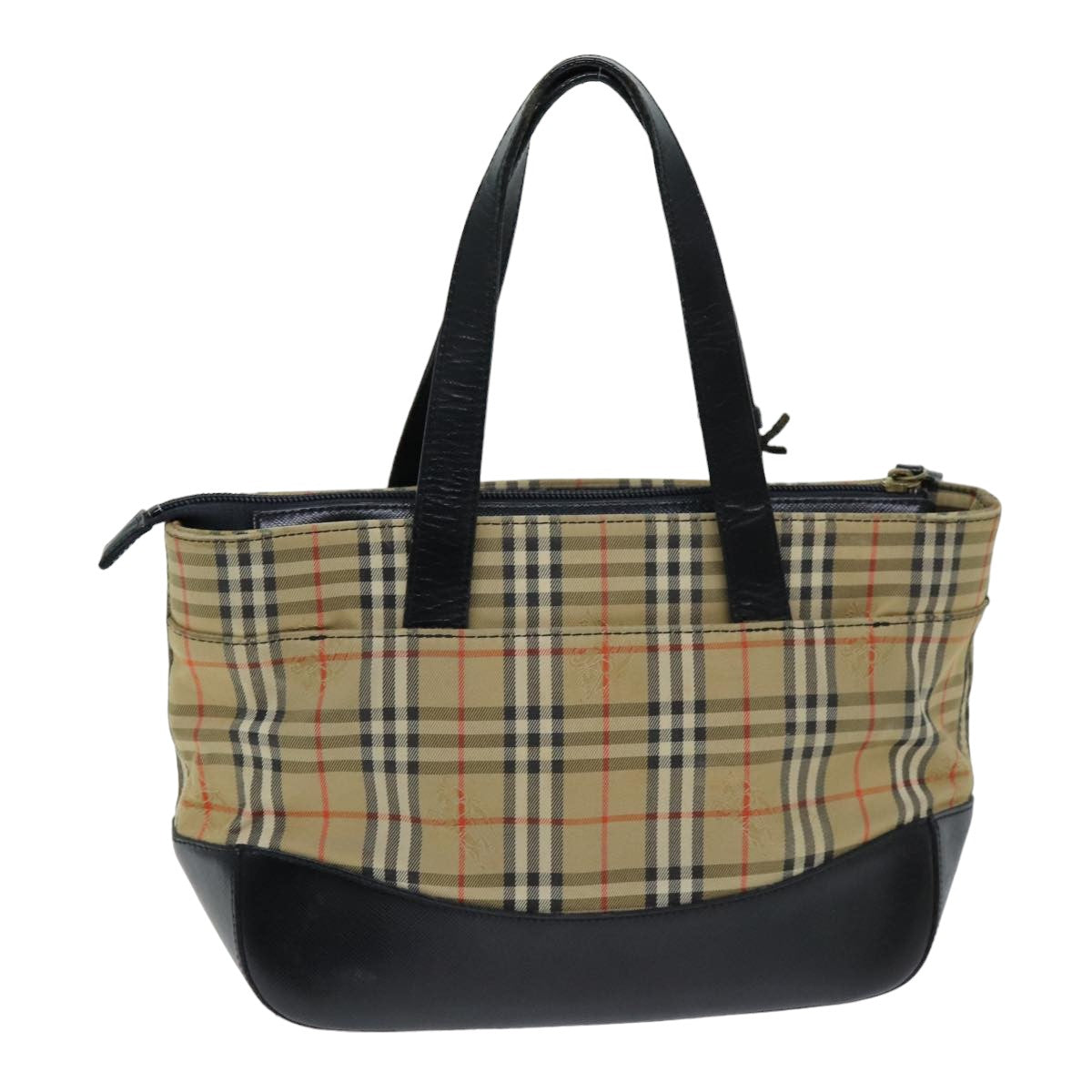Burberry Nova Check Hand Bag Canvas Beige Auth 76210