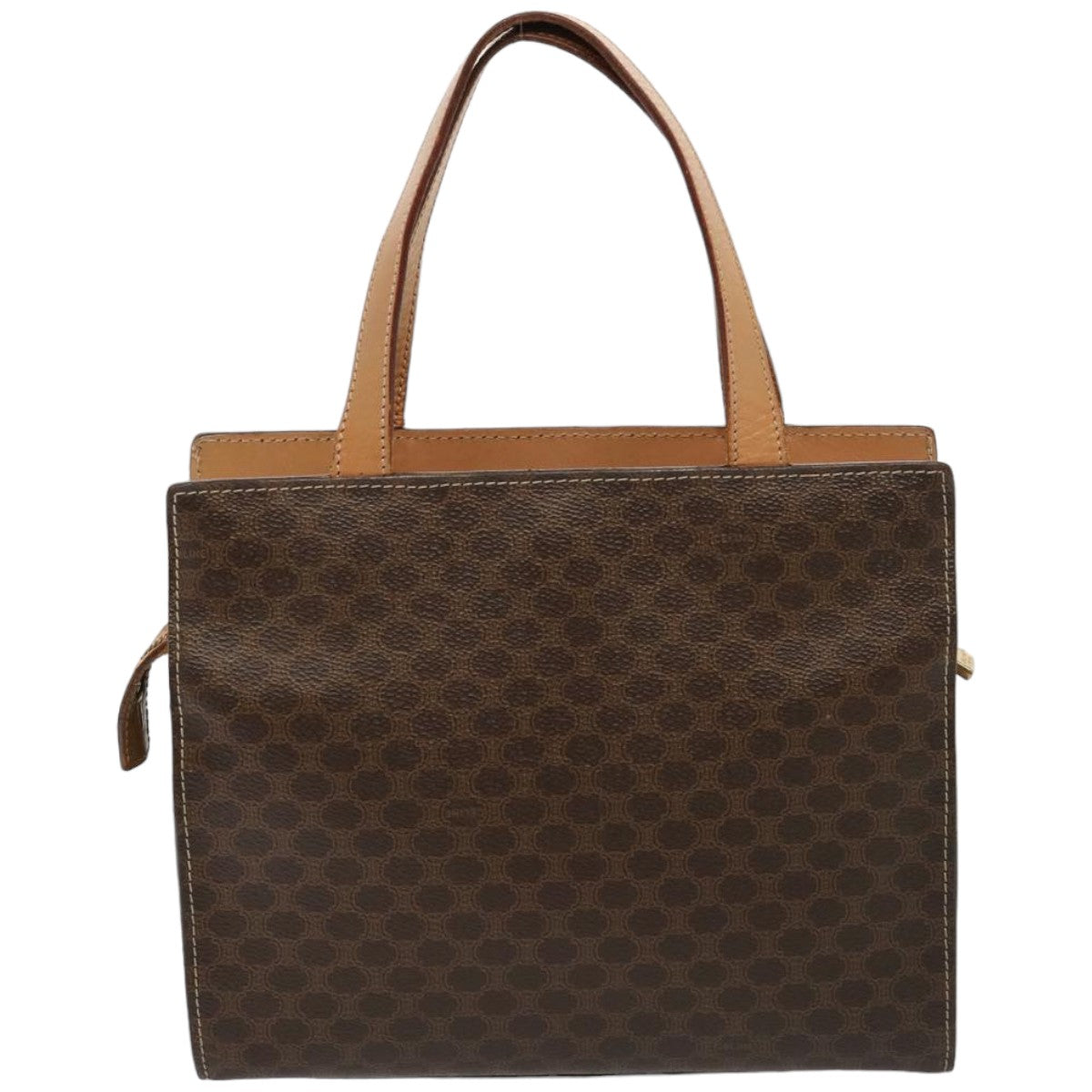 Luxury CELINE Macadam Canvas Hand Bag PVC Leather Brown 76413