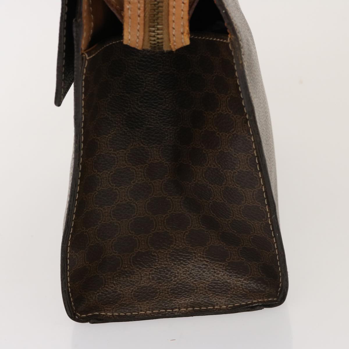 Luxury CELINE Macadam Canvas Hand Bag PVC Leather Brown 76413