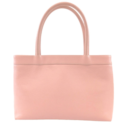Chanel Caviar S Tote Bag Pink G Beige Background Logo Leather Thin