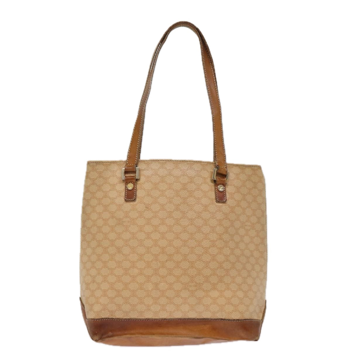 Luxury CELINE Macadam Canvas Hand Bag PVC Beige 76834