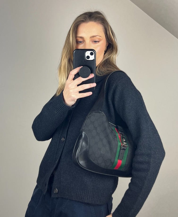 Gucci Jackie Leather Canvas Shoulder Bag Style 4