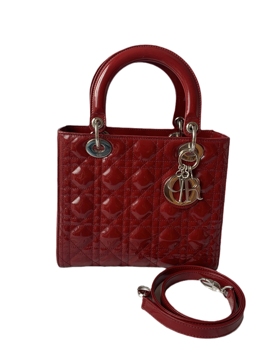 Lady Dior Medium Bag Red Patent Leather