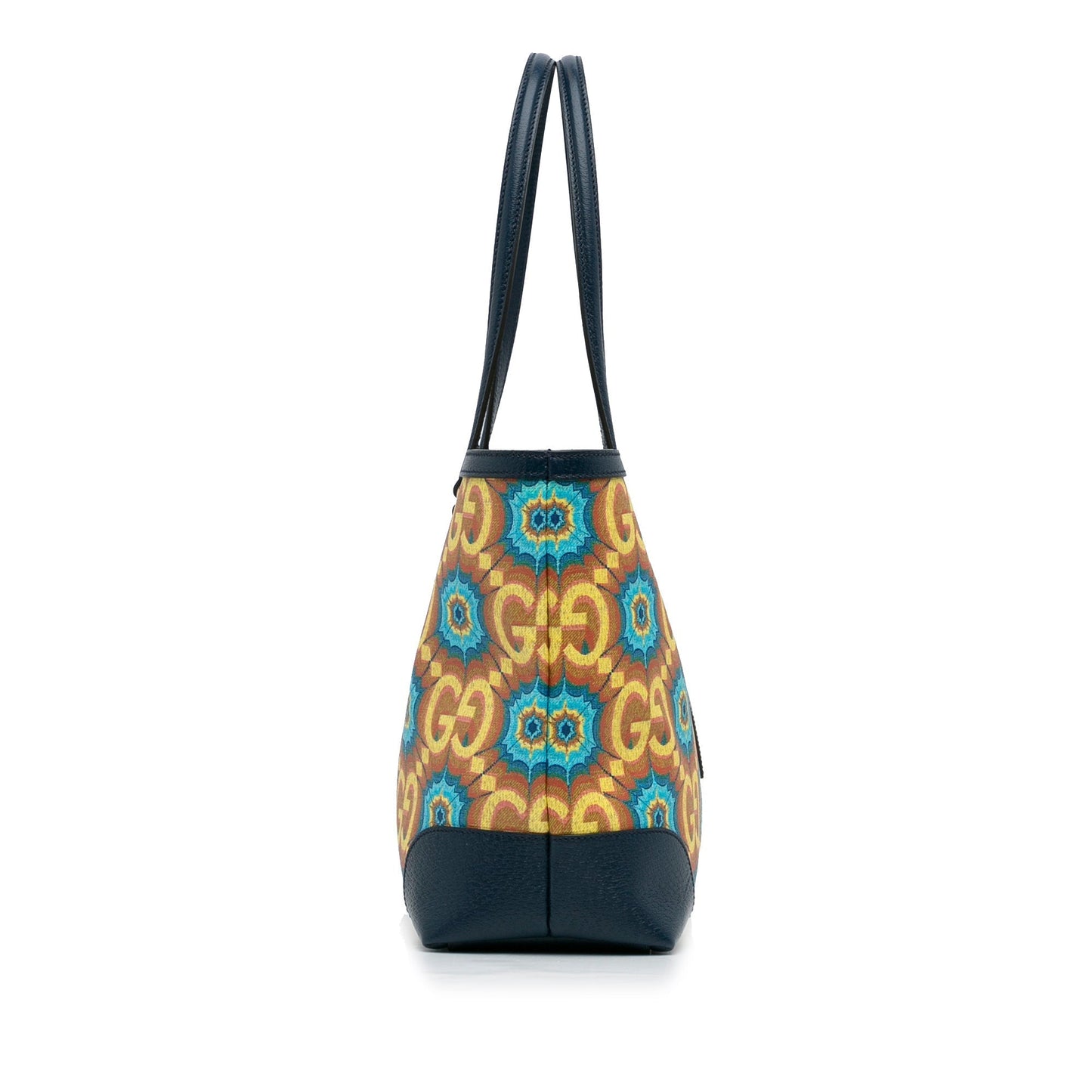 Gucci Ophidia Blue Leather Canvas Tote