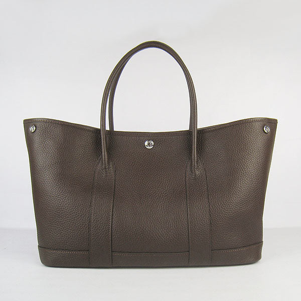 Luxury Hermes garden party handbag dark coffee
