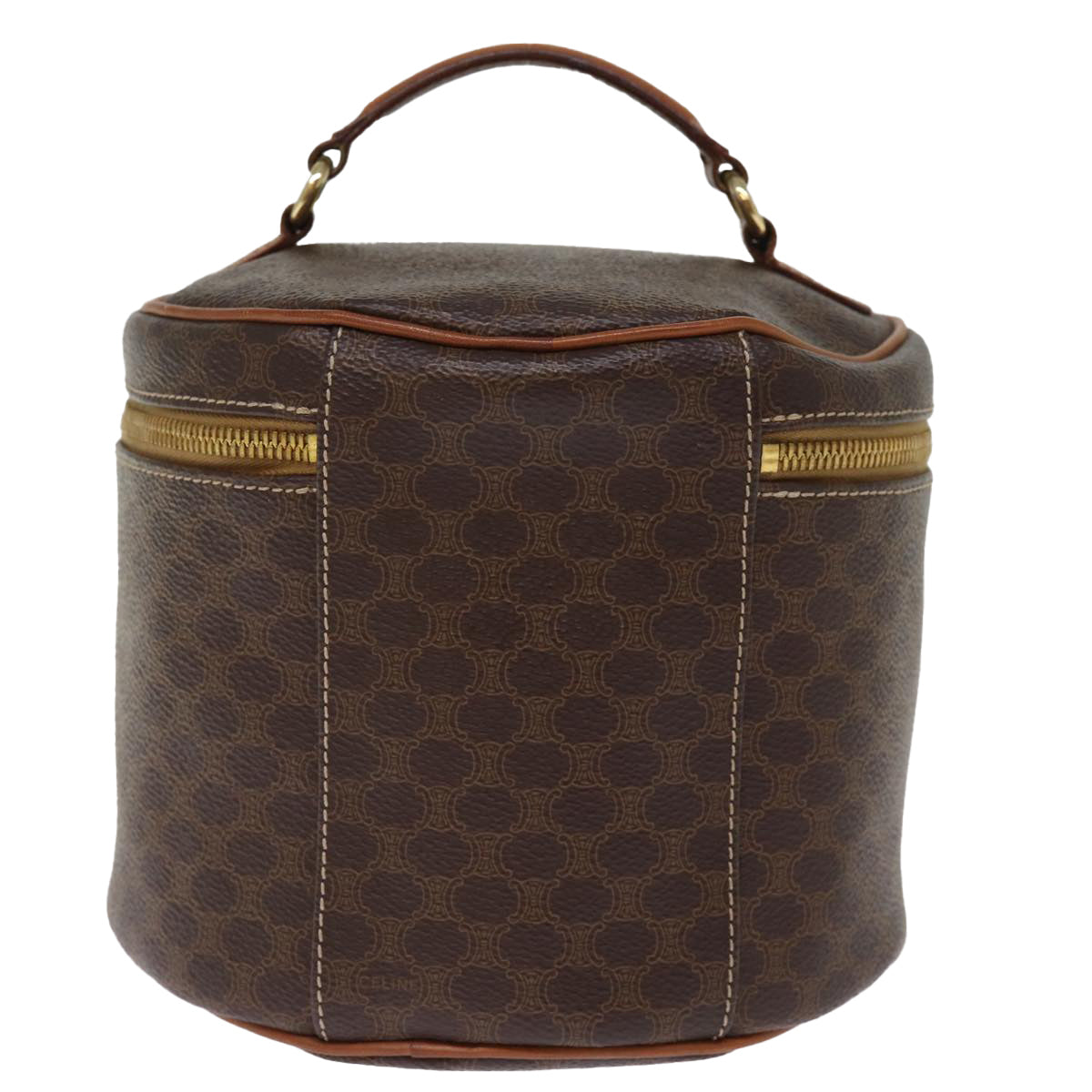 Luxury CELINE Macadam Canvas Vany Hand Bag PVC Brown 77198