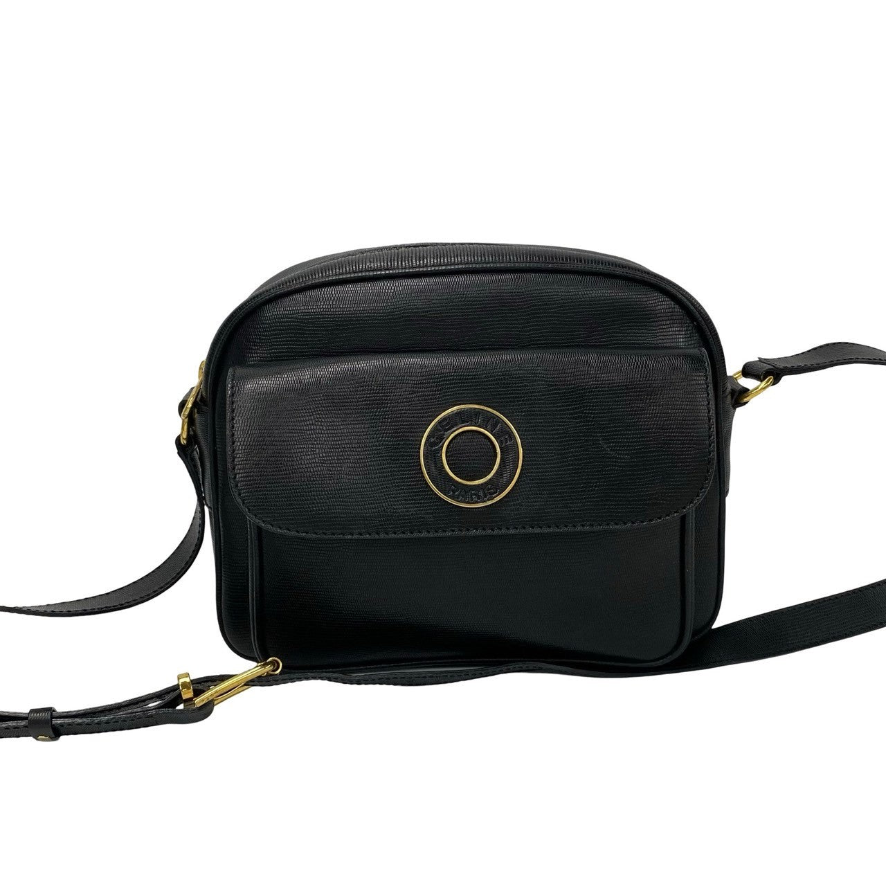 CELINE Shoulder Bag leather black Circle logo Women(Unisex)