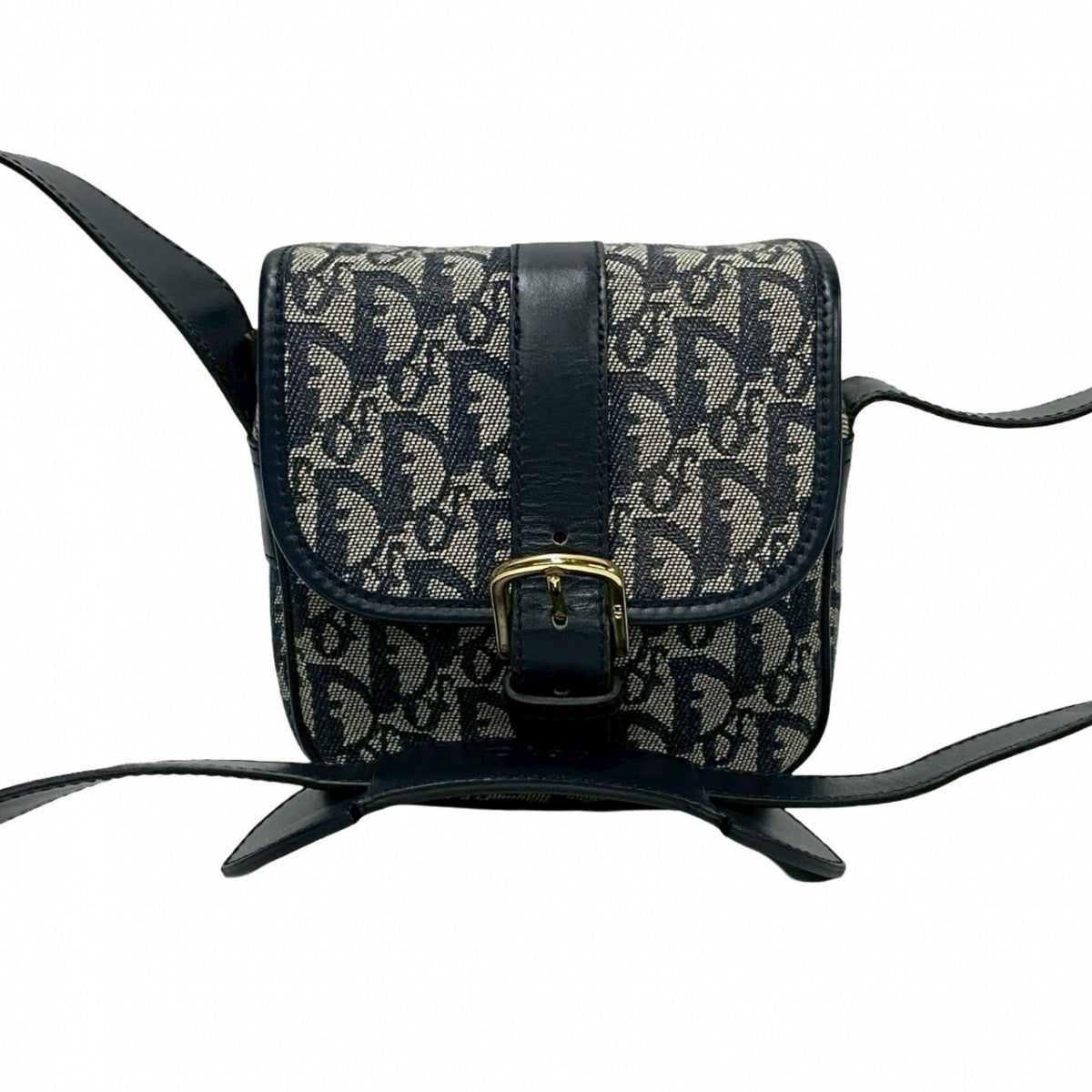 Dior Shoulder Bag Leather, Canvas Navy Trotter Pattern Women