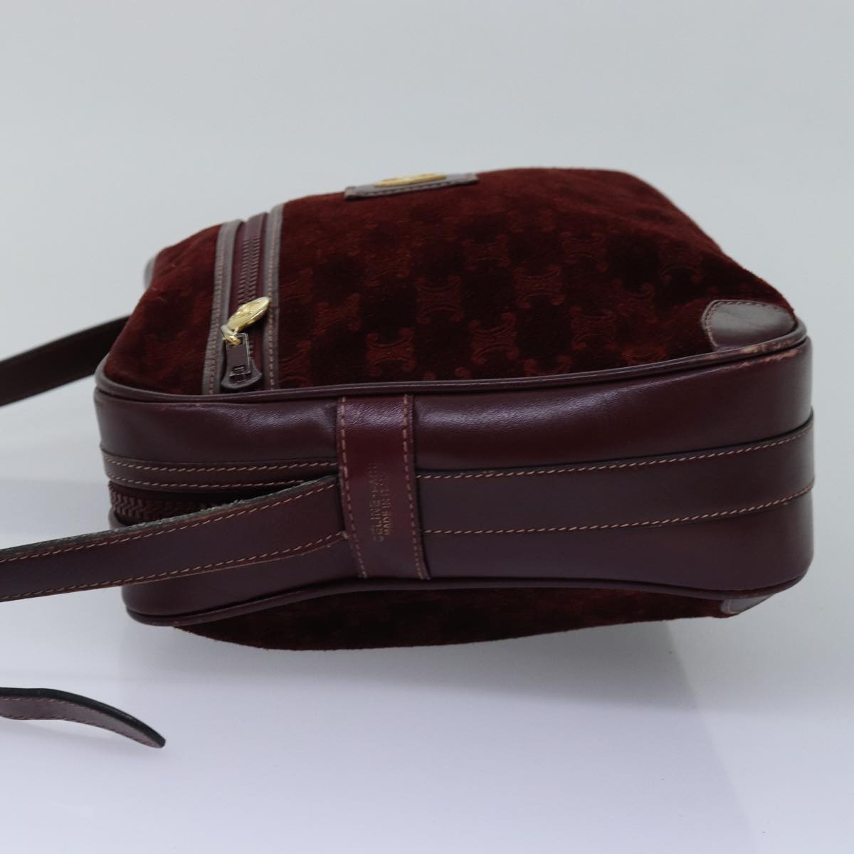 Luxury CELINE Macadam Canvas Shoulder Bag Bordeaux 77323