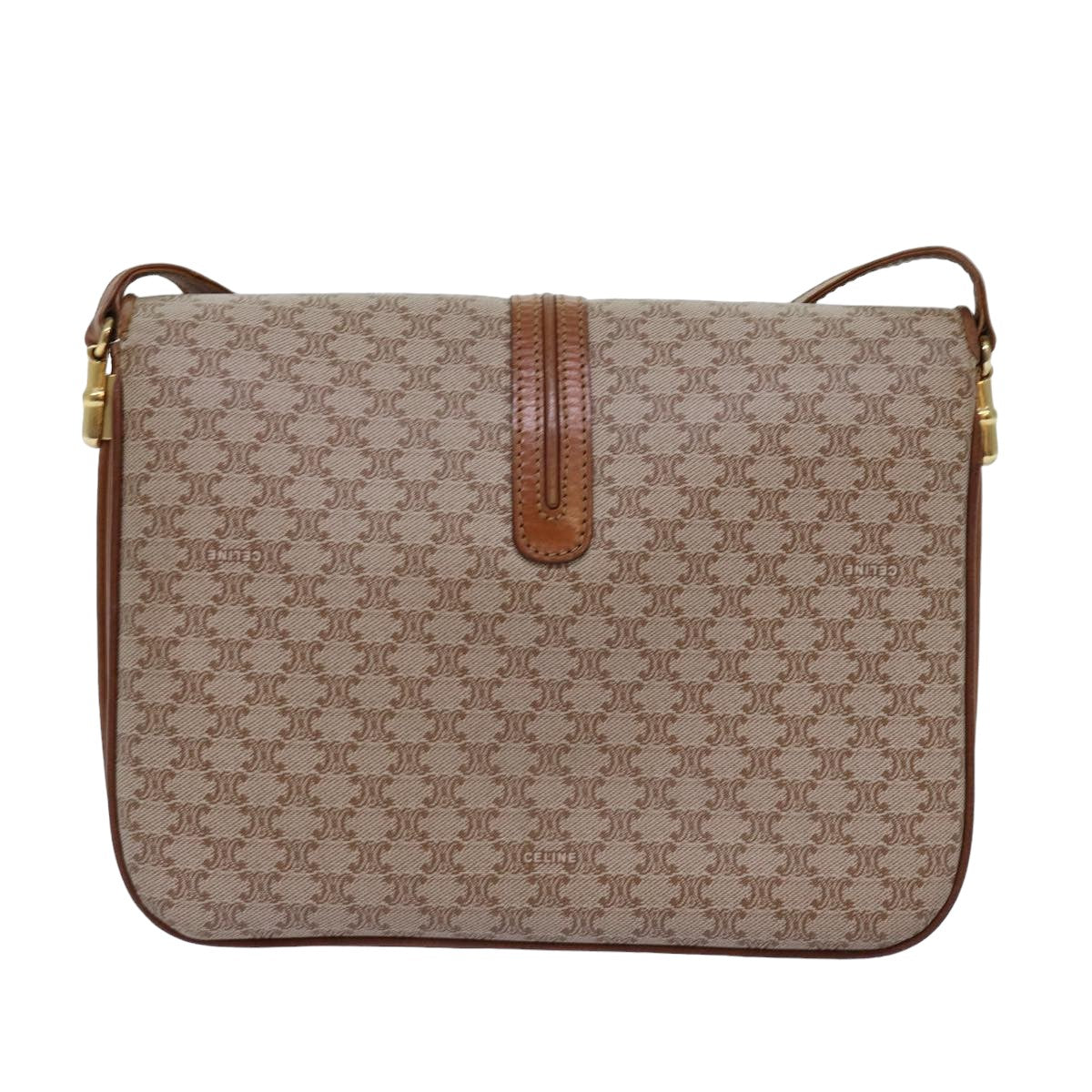 Luxury CELINE Macadam Canvas Shoulder Bag Beige 77325