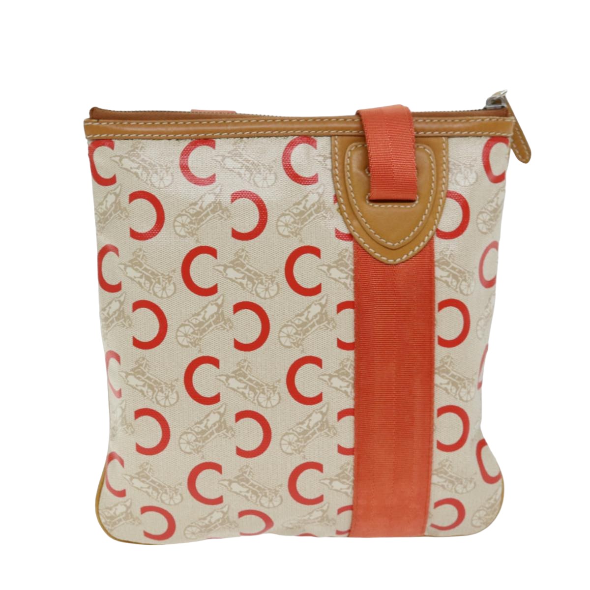 Luxury CELINE C Macadam Canvas Shoulder Bag Orange 77327