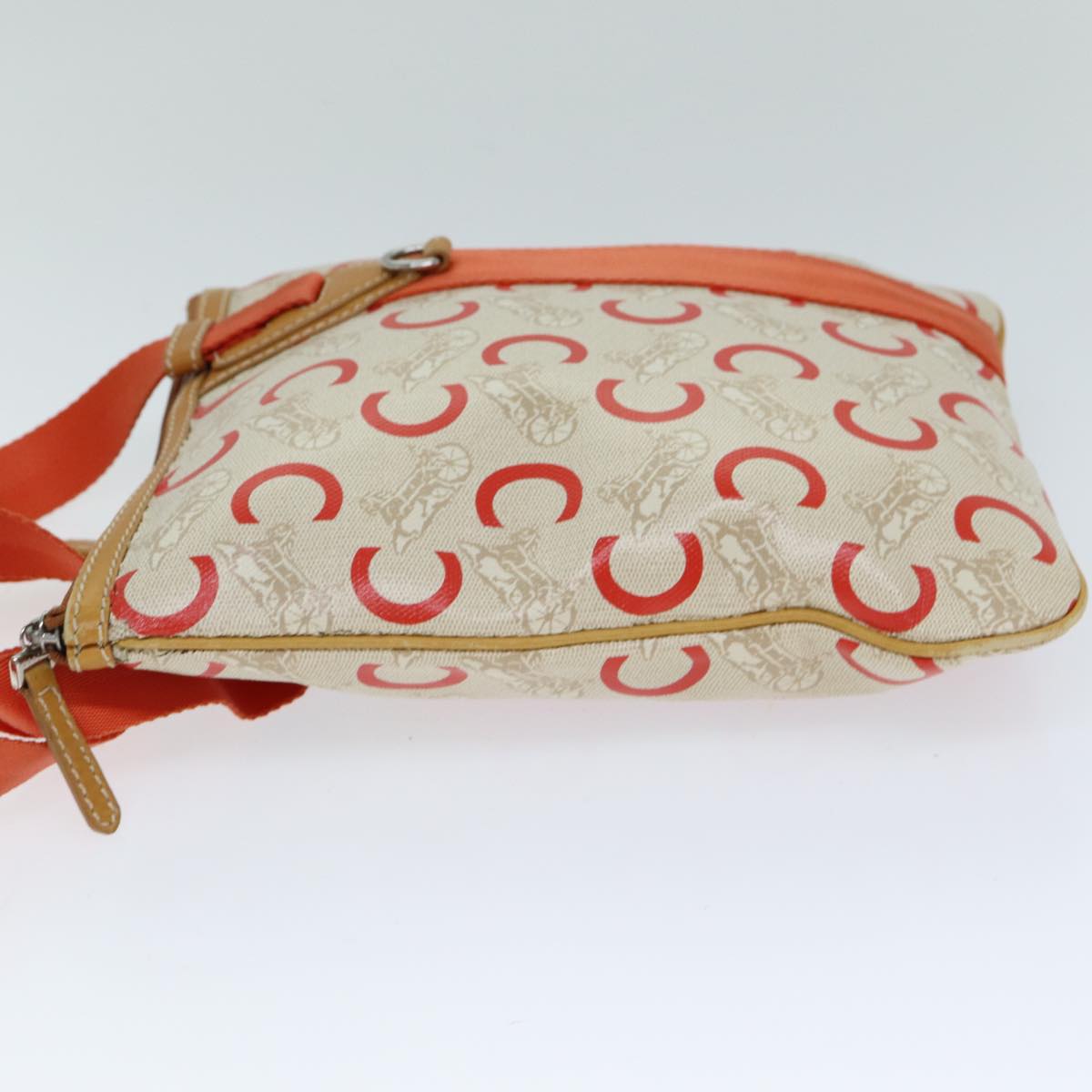 Luxury CELINE C Macadam Canvas Shoulder Bag Orange 77327