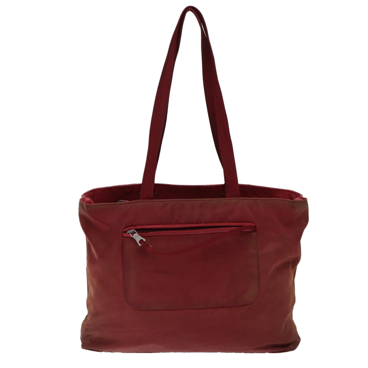 PRADA Hand Bag Nylon Red Auth 77352