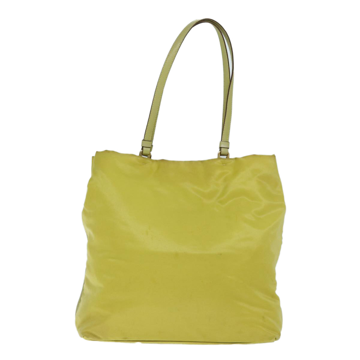 PRADA Tote Bag Nylon Yellow Auth 77355