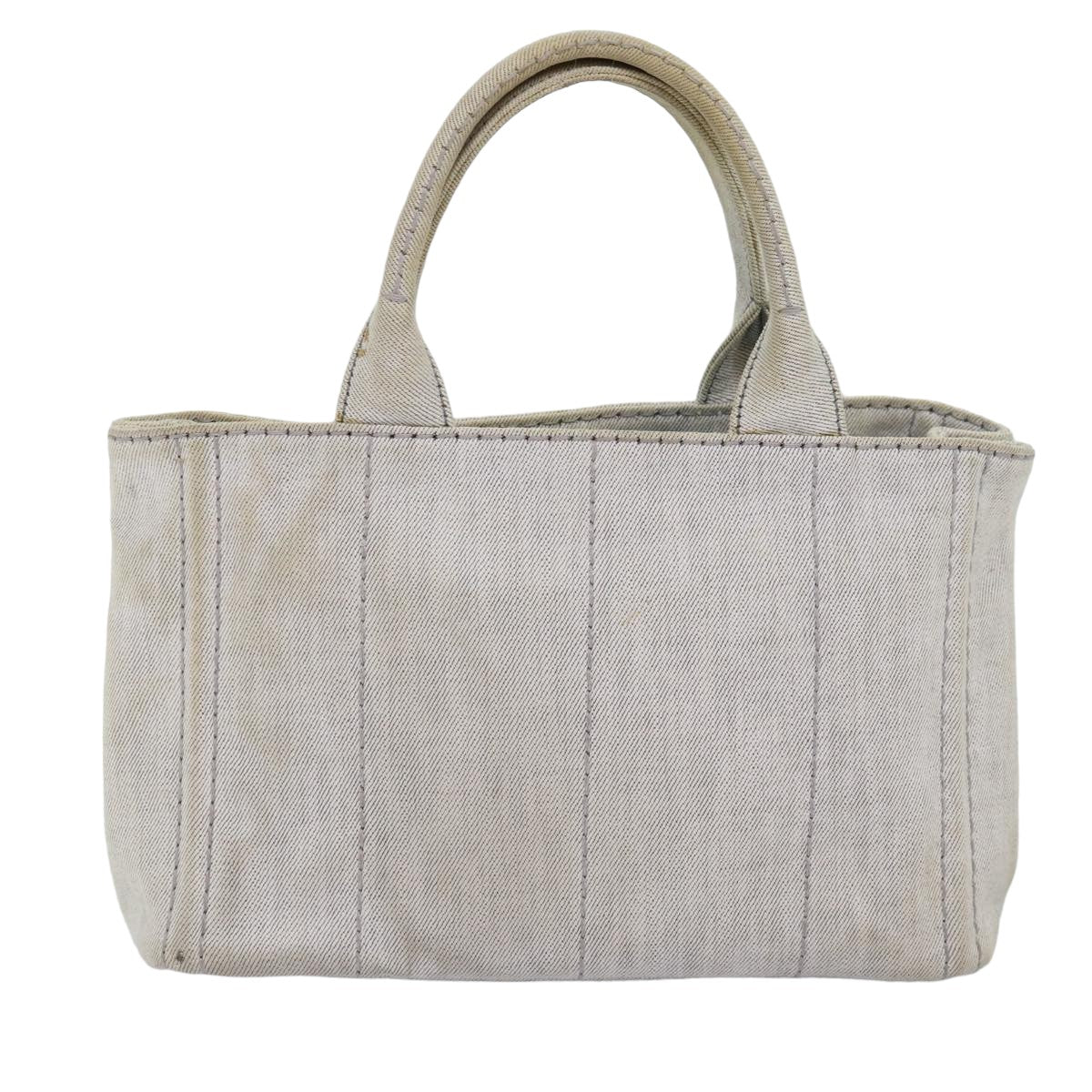 PRADA Canapa PM Hand Bag Canvas 2way White Auth 77362