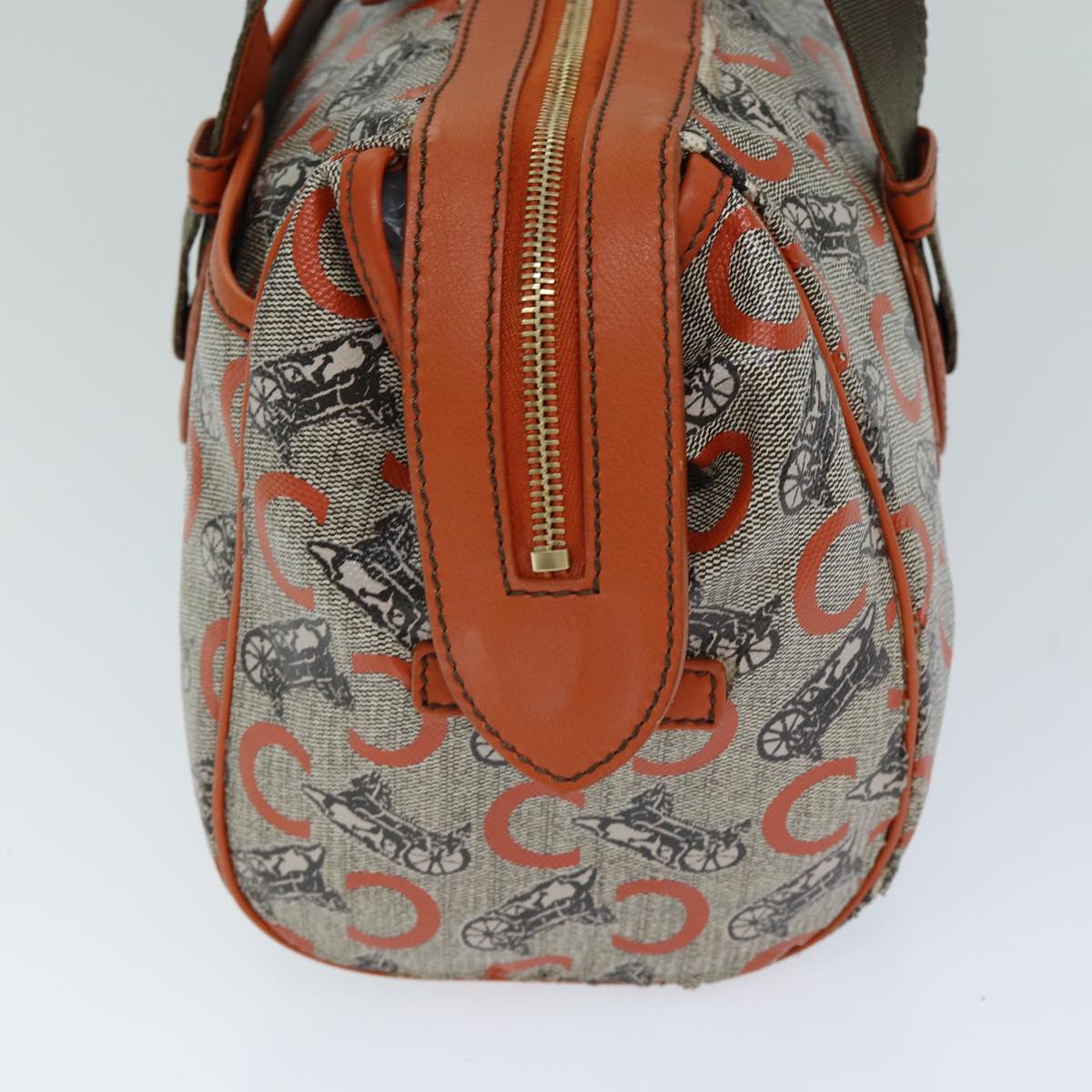 Luxury CELINE C Macadam Canvas Hand Bag Orange 77384