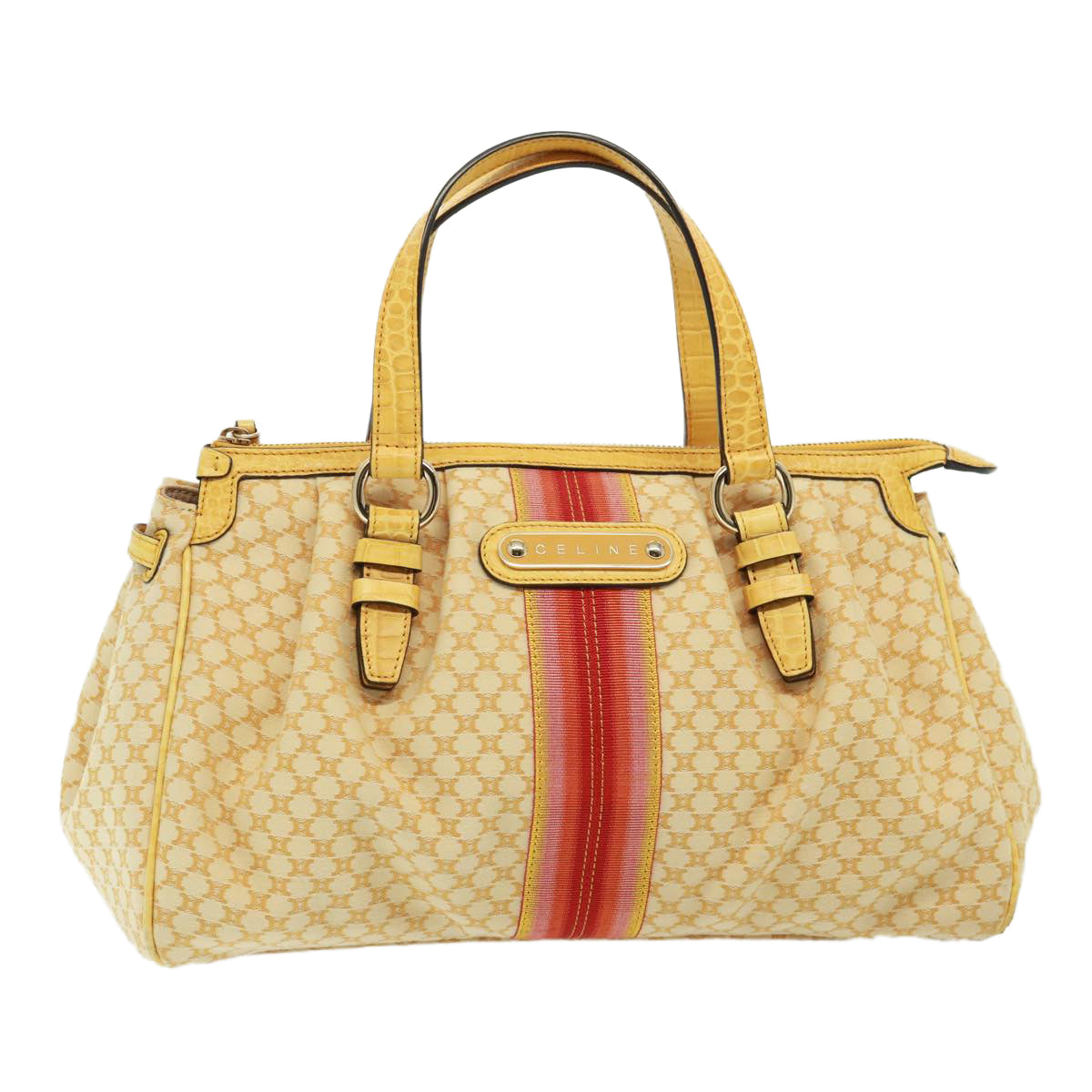 Luxury CELINE Macadam Canvas Hand Bag Beige 77703