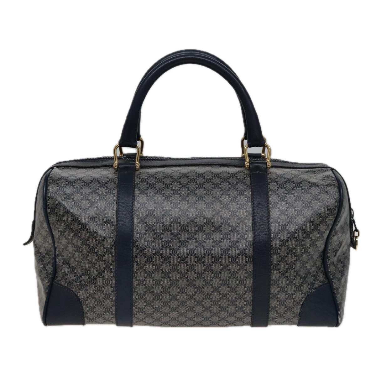 Luxury CELINE Macadam Canvas Boston Bag Navy 77711