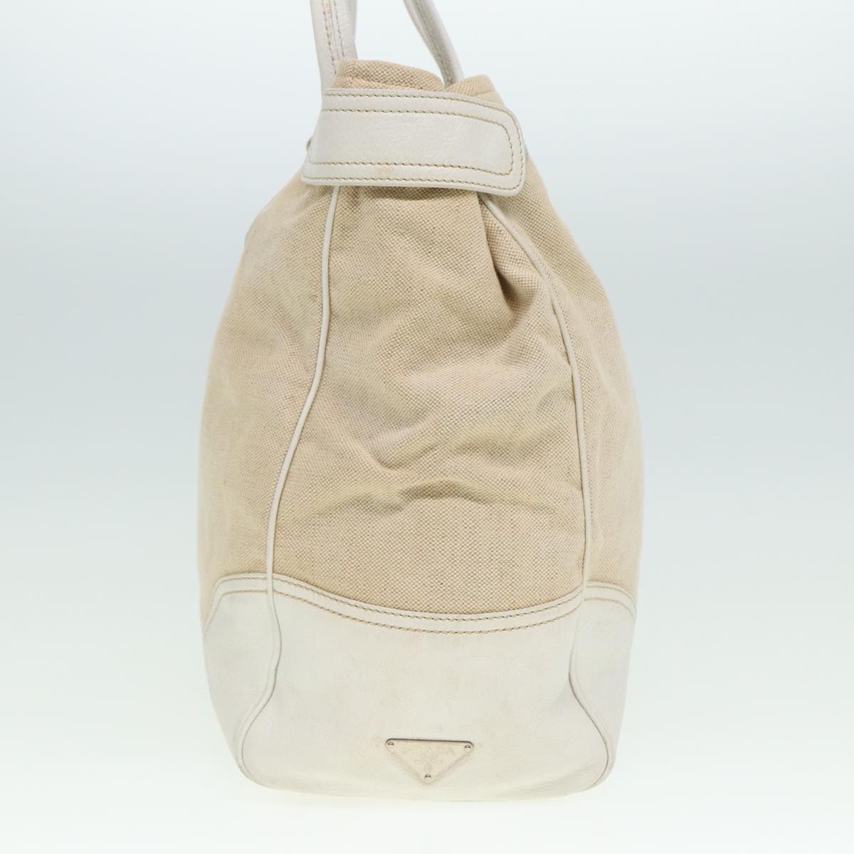 PRADA Tote Bag Canvas Beige Auth