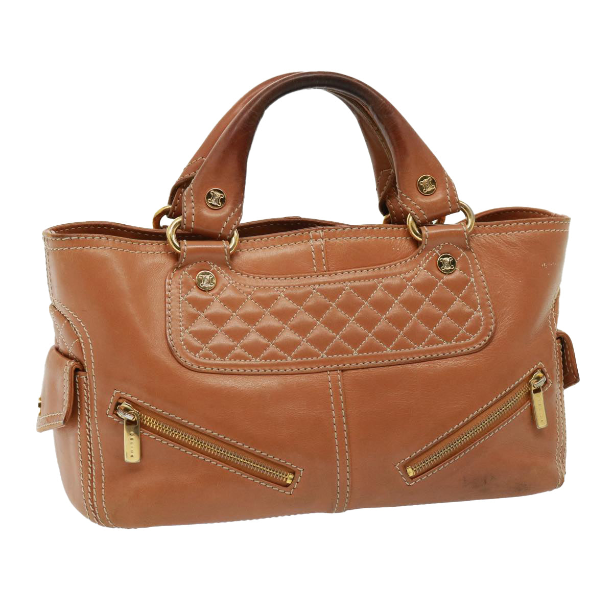 Luxury CELINE Hand Bag Leather Brown 77738
