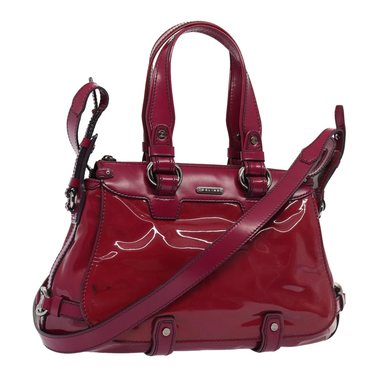 Luxury CELINE Hand Bag Patent leather 2way Pink 77739