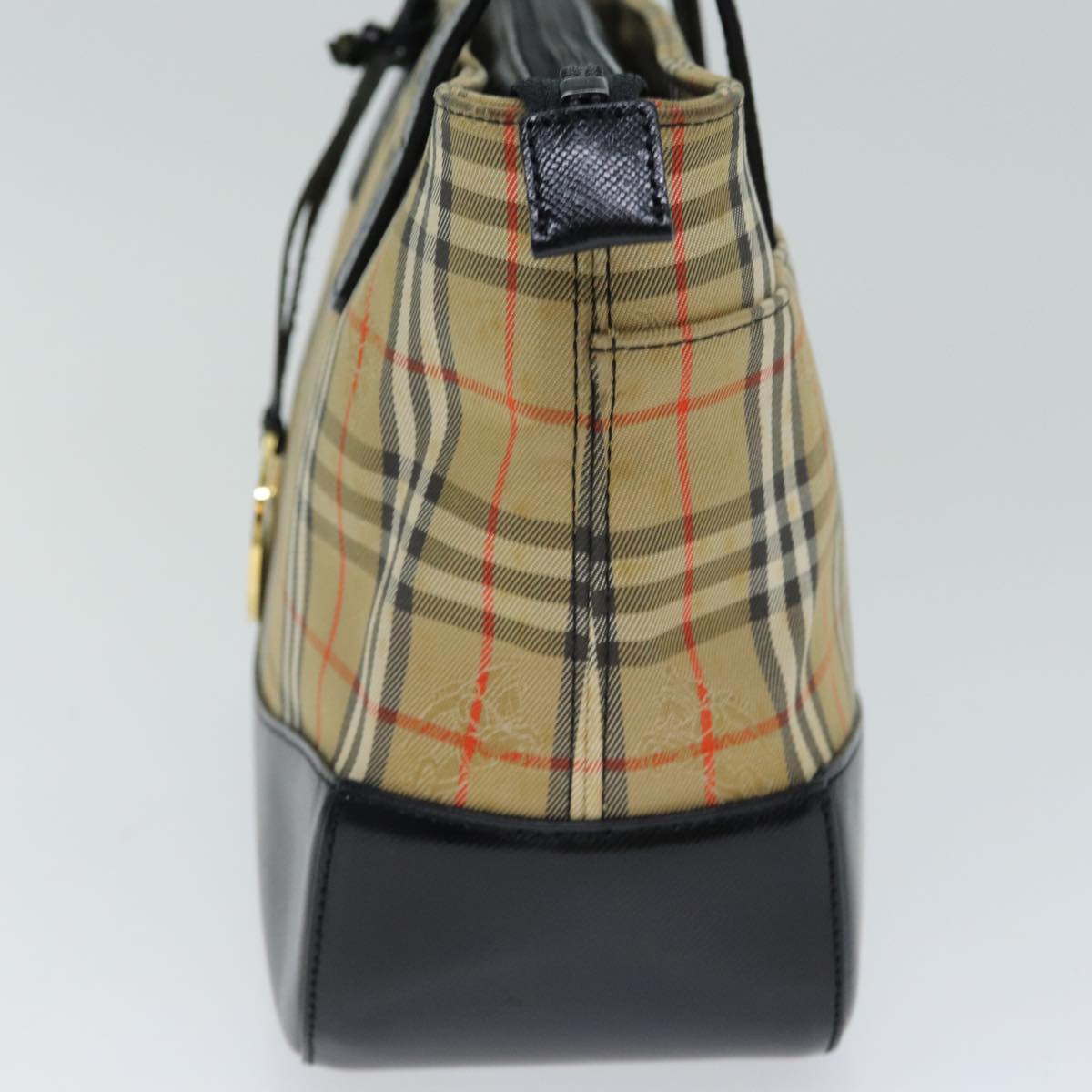 Burberry Nova Check Hand Bag Canvas Black Auth 77803