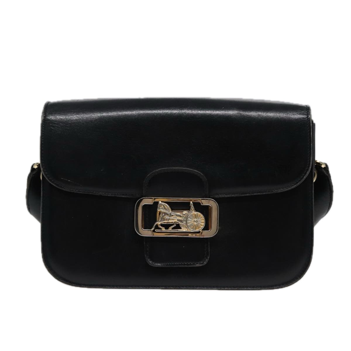 Luxury CELINE Shoulder Bag Leather Black 77808