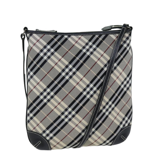 Burberry Nova Check Blue Label Shoulder Bag Nylon Black Auth 77832