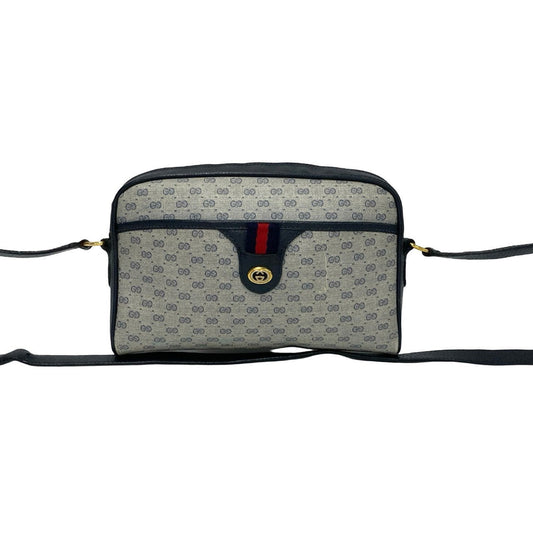 GUCCI Shoulder Bag leather Navy Sherry line