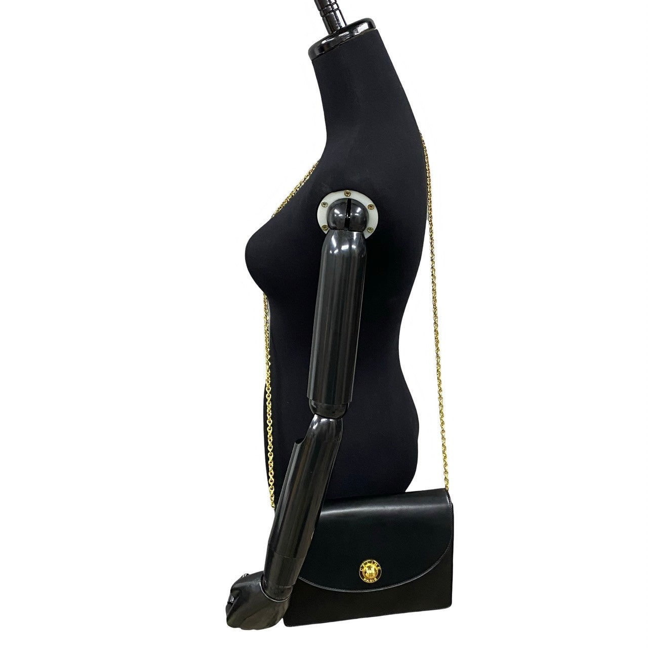 CELINE Shoulder Bag leather black Star Ball logo Metal Women