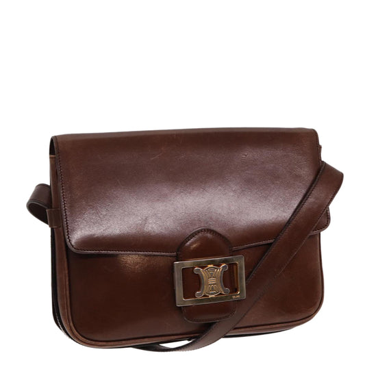 Luxury CELINE Shoulder Bag Leather Brown 78512