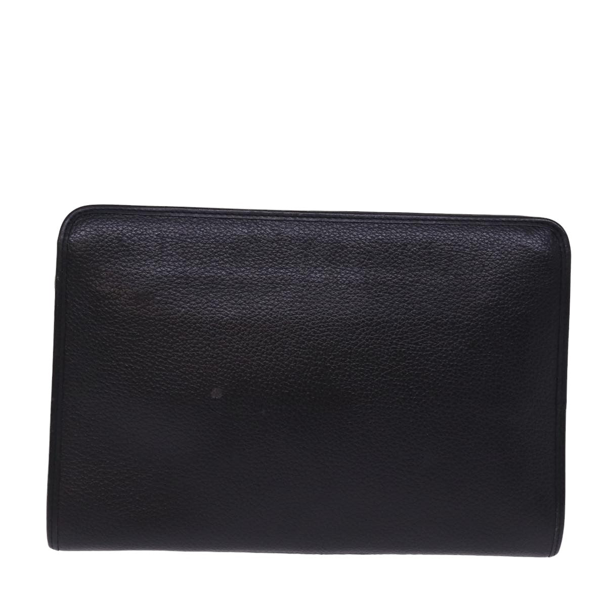 BurberrySs Clutch Bag Leather Black Auth 78604