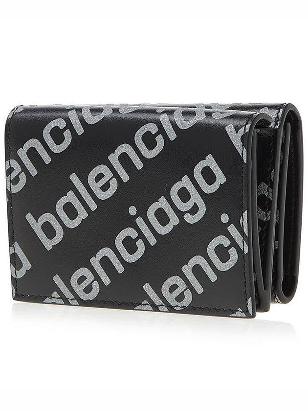 Luxury Balenciaga Trending 2025 All-Over Logo Tri-Fold Half Wallet Black
