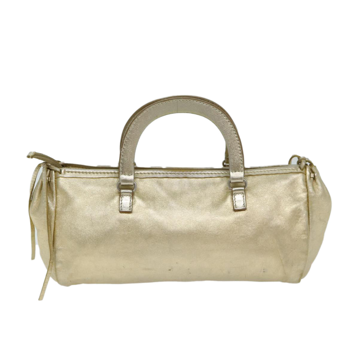 PRADA Hand Bag Leather Gold Auth 78813