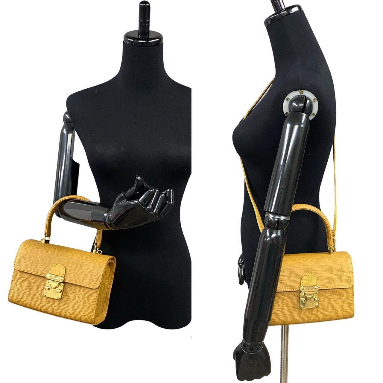 FENDI Shoulder Bag Epi Leather yellow logo Metal Women