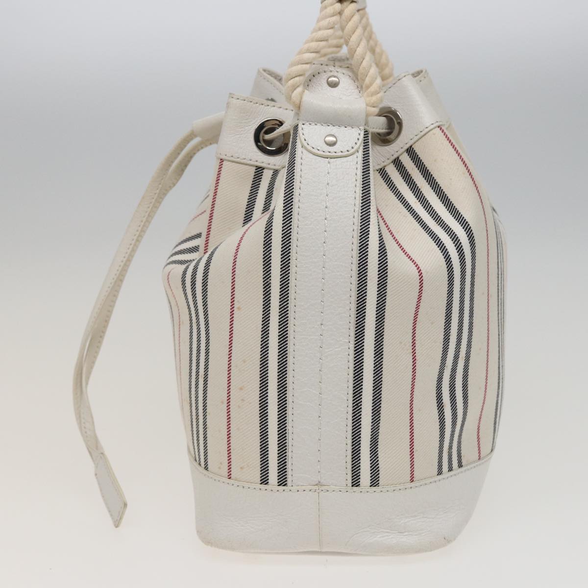 Burberry Shoulder Bag Canvas Leather White Auth 78965