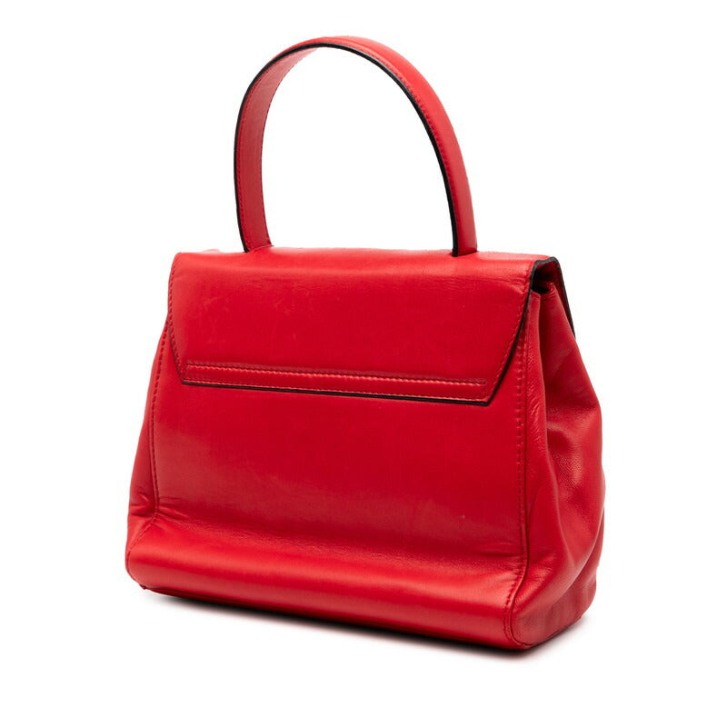 Prada Logo Plate Leather Handbag